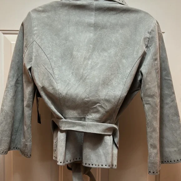 NWT Vintage Karen Kane Blue Leather Studded Jacket Small - Picture 5 of 10